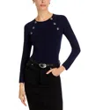 L Agence Gretchen Button Pullover Midnight/nickel In Midnight/gold