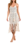 L Agence Haleigh Diamond Over The Shoulder Midi Dress Natural