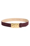 L Agence L'agence Hammered Buckle Suede Belt In Brown