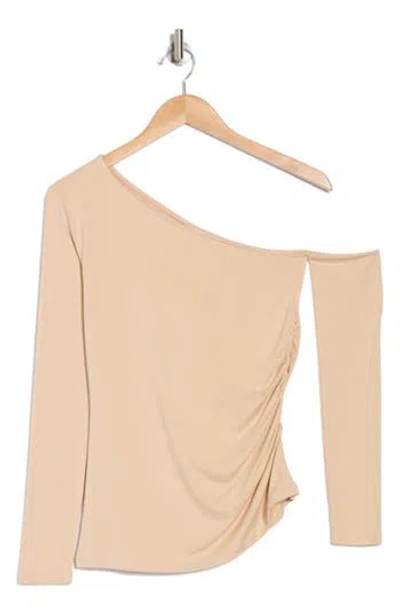 L Agence L'agence Hattie One-shoulder Long Sleeve Top In Beige