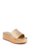 L Agence L'agence Inaya Platform Sandal In Gold Rafia