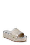 L Agence Inaya Sandals Silver In Silver Rafia