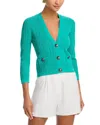 L Agence Irvin Pointelle Cropped Cardigan In Green