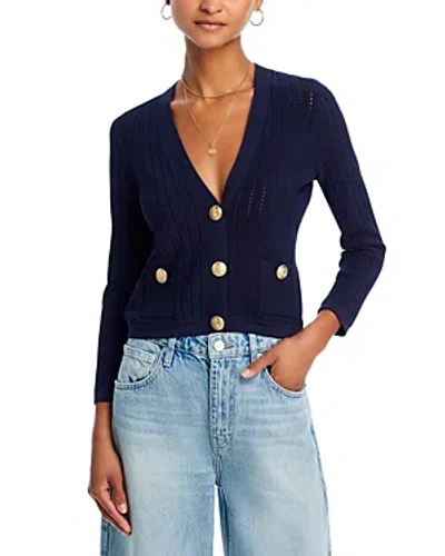 L Agence Irvin Pointelle Knit Cardigan In Midnight/gold