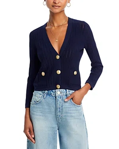 L Agence Irvin Pointelle Knit Cardigan In Midnight