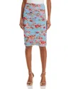 L Agence Isodora Mesh Midi Skirt In Lt Blue Tapestry Floral