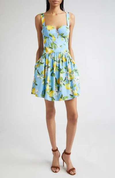 L Agence L'agence Jai Lemon Print Corset Minidress