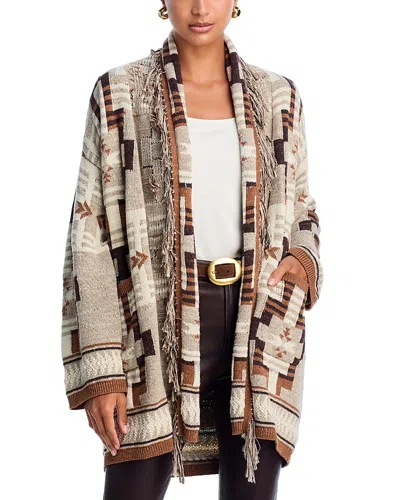 L Agence L'agence Jair Jacquard Fringe Cardigan In Multi