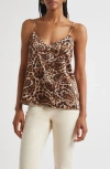 L Agence L'agence Jane Print Silk Camisole In Brown