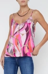 L'agence Jane Print Silk Camisole In Pink Multi Buckle Swirl