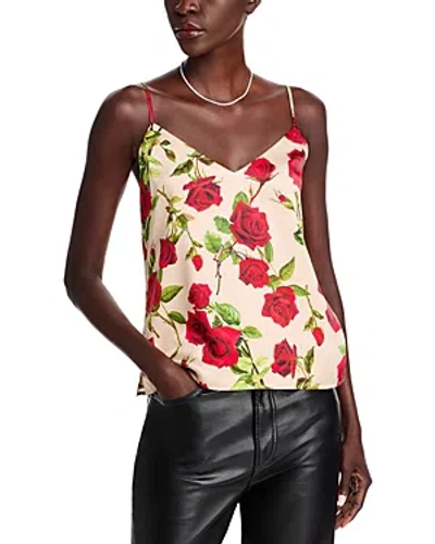 L Agence Jane Spaghetti Strap Top Sand/red Romantic Rose