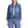L Agence Janelle Raw Hem Cotton Denim Trucker Jacket In Reno