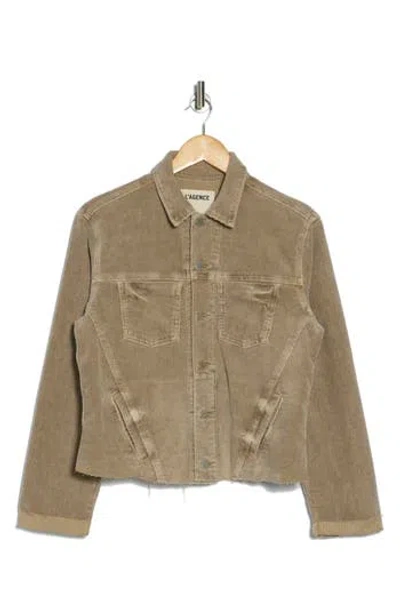 L Agence L'agence Janelle Raw Hem Slim Corduroy Jacket In Barrel