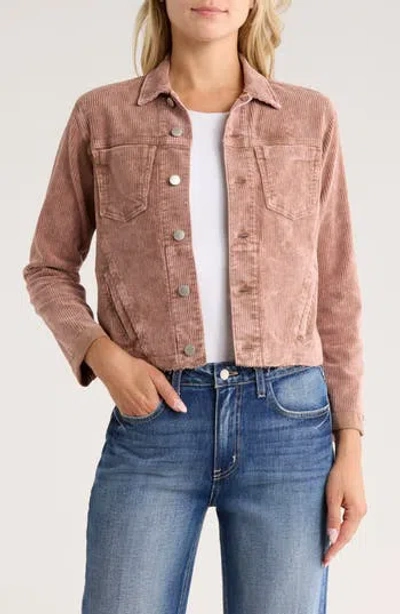 L Agence L'agence Janelle Raw Hem Slim Corduroy Jacket In Pink