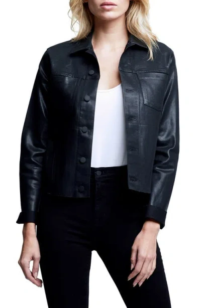 L'agence Janelle Slim Fit Coated Jacket In Blue