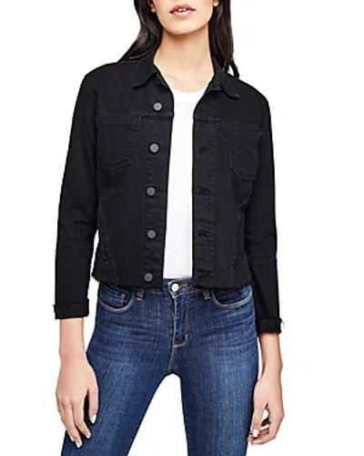 L Agence Janelle Raw-edge Denim Jacket In Saturated Black