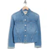 L Agence L'agence Janelle Slim Fit Raw Hem Denim Trucker Jacket In Alamo