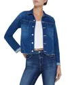 L Agence Janelle Slim-fit Raw-hem Denim Jacket In Blue