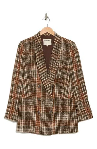 L Agence L'agence Aimee Houndstooth Double Breasted Blazer In Almond Multi Houndstooth