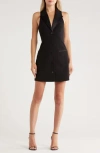 L Agence L'agence Jazlynn Sleeveless Tuxedo Minidress In Black