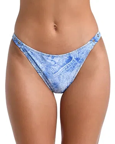 L Agence L'agence Jean Denim Scoop Front Bikini Bottom In Blue