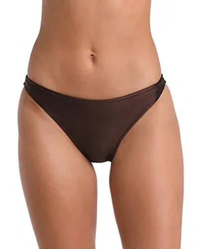 L Agence Jean Shimmer Scoop-front Bikini Bottoms In Chocolate