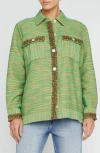 L Agence Jeanine Tweed Shacket In Fern Multi Tweed