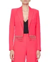L Agence Jen Womens Crystal Fringe Cropped Open-front Blazer