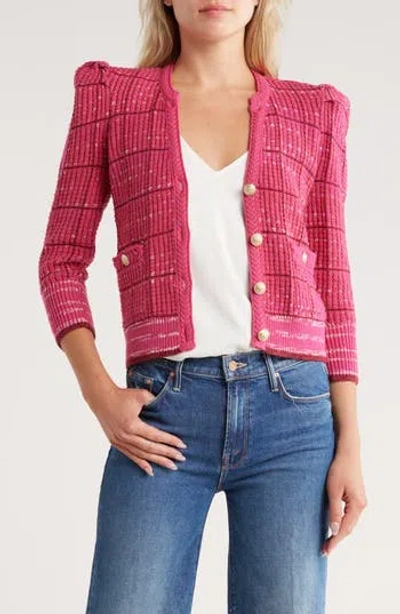 L Agence L'agence Jenni Puff Shoulder Cardigan In Red