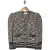 L Agence L'agence Jenni Puff Shoulder Waffle Stitch Cardigan In Black/white Multi