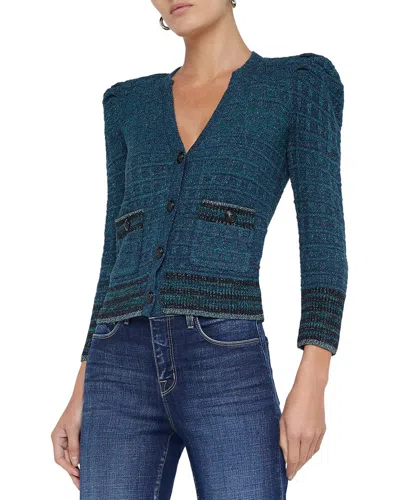 L Agence L'agence Jenni Waffle Stitch Cardigan In Green