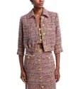 L Agence Tweed Cropped Jia Jacket In Pink