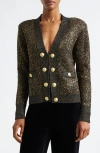 L Agence Jinny Sequin Cardigan In Black/gold Sequin