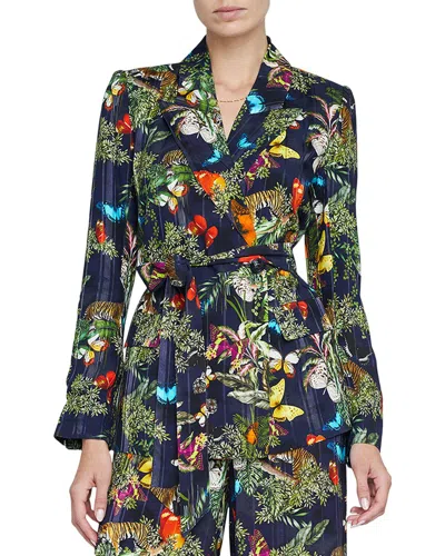 L Agence L'agence Jordana Wrap Belted Blazer In Multi