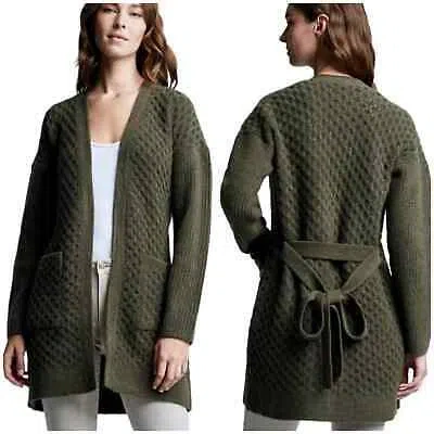 Pre-owned L Agence L'agence Juna Cable Cardigan Olive Green Size L Wool Blend Oversized Fit