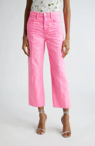 L Agence L'agence June High Waist Crop Stovepipe Jeans In Shocking Pink Distress