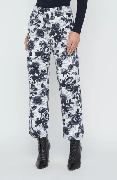 L Agence L'agence June Rose Print Stovepipe Crop Jeans