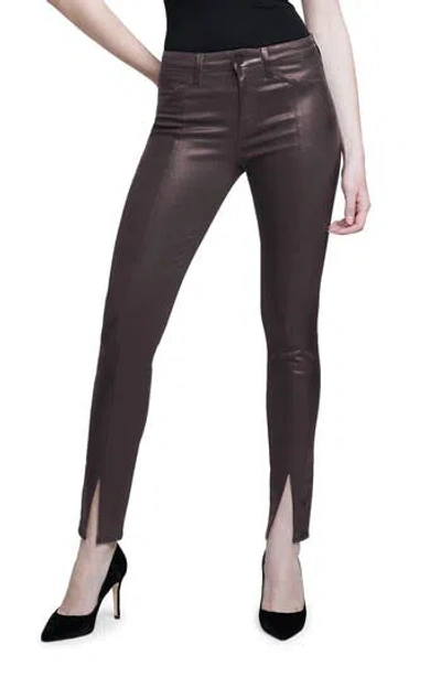L Agence L'agence Jyothi High Waist Split Ankle Skinny Jeans In Cappuccino Coated
