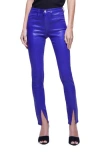 L Agence L'agence Jyothi High Waist Split Ankle Skinny Jeans In Electric Blue Coated