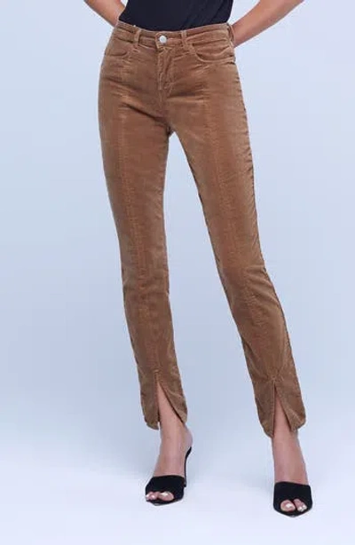 L Agence L'agence Jyothi High Waist Split Ankle Skinny Jeans In Truffle