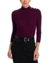 L Agence L'agence Kamdyn Crop Mock Neck Sweater In Purple