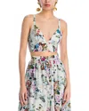 L Agence Kaori Bralette Top In Vintage White Buttefly
