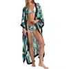 L Agence L'agence Kara Long Sleeve Cover-up In Blue/ Green