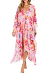 L Agence Kara Soft Cloud Maxi Kimono In Pink