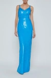 L Agence Karma Sequin Maxi Dress In Blue