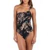 L Agence L'agence Karmin Jungle One Shoulder One Piece Swimsuit In Black