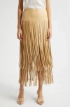 L Agence Karolina Fringe Skirt In Croissant