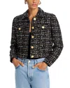 L Agence Kasey Tweed Jacket In Black/tan