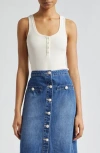 L Agence L'agence Kate Henley Tank Top In Ecru
