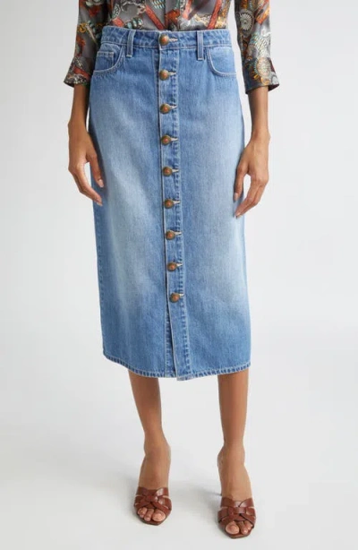 L Agence L'agence Kathleen Button Front Midi Denim Skirt